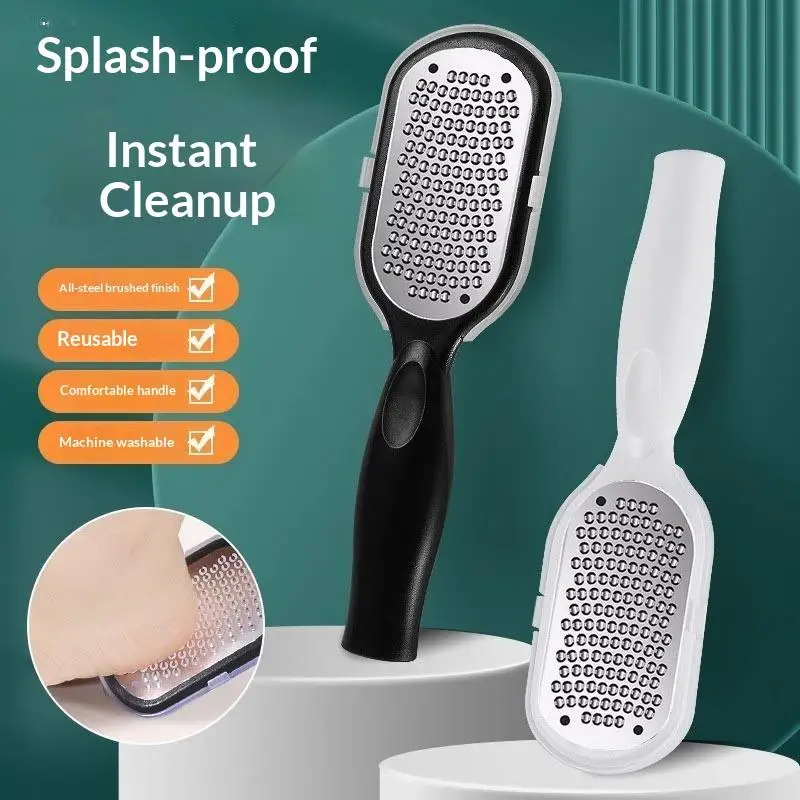【B】1Pcs Heavy-Duty Stainless Steel Painless Foot File & Remover With Splash Guard & Handle Suitable For Care Cracked Heels