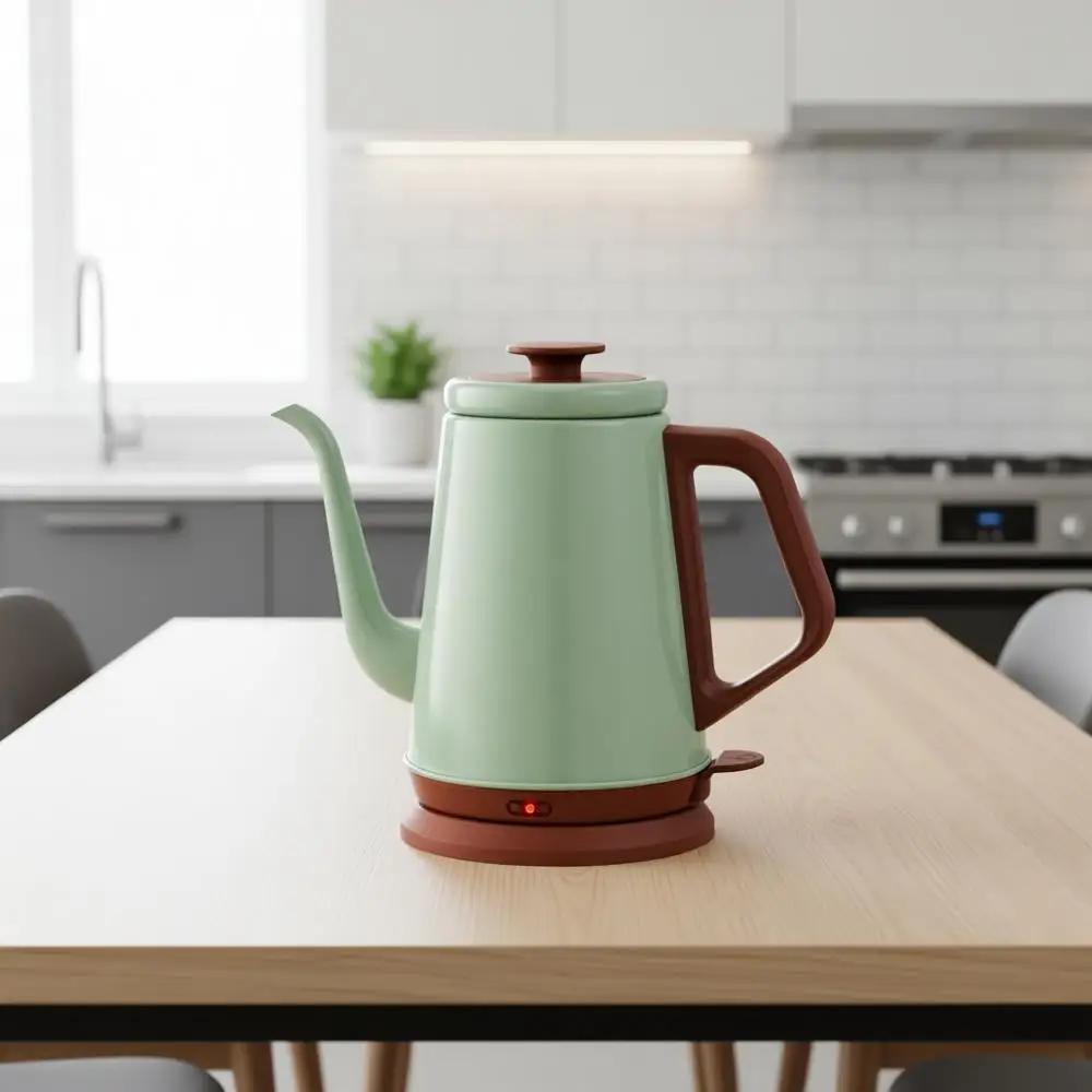 

Электрический чайник с изливом-гусаком 1,0 л, 100% нержавеющая сталь, без бисфенола А, для заваривания кофе методом пуровер | Чайник - зеленый