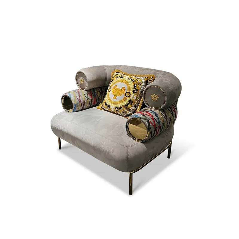 

Italian light luxury designer high-end furniture villa living room fabric color art embroidery sofa haute couture