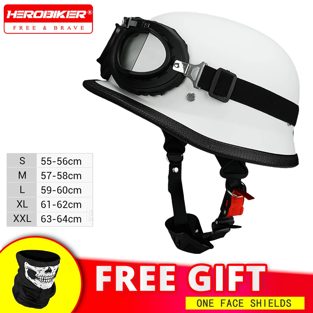 

ABS Motorcycle Helmet Men Women Classic German Style Motorbike Half Helmet DOT Certification Fashion Capacete De Moto S-XXL