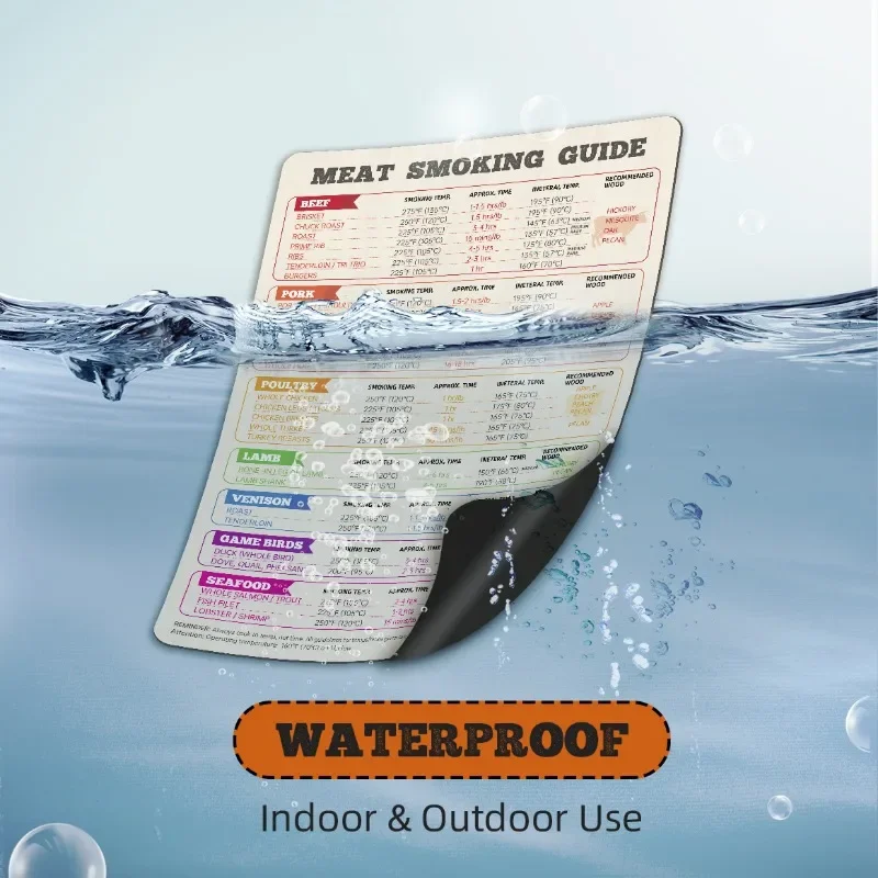 Text Fridge Magnetic Temperature Time Meat Smoking Guide Cooking Reference Tool Kitchen Accessories Waterproof Bigger PVC Fridge