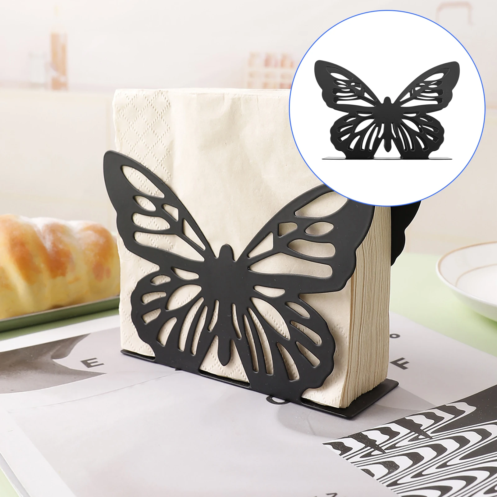 Servilletero con forma de mariposa, dispensador de servilletas para decoración de mesa, cocina, comedor, evita servilletas de volar