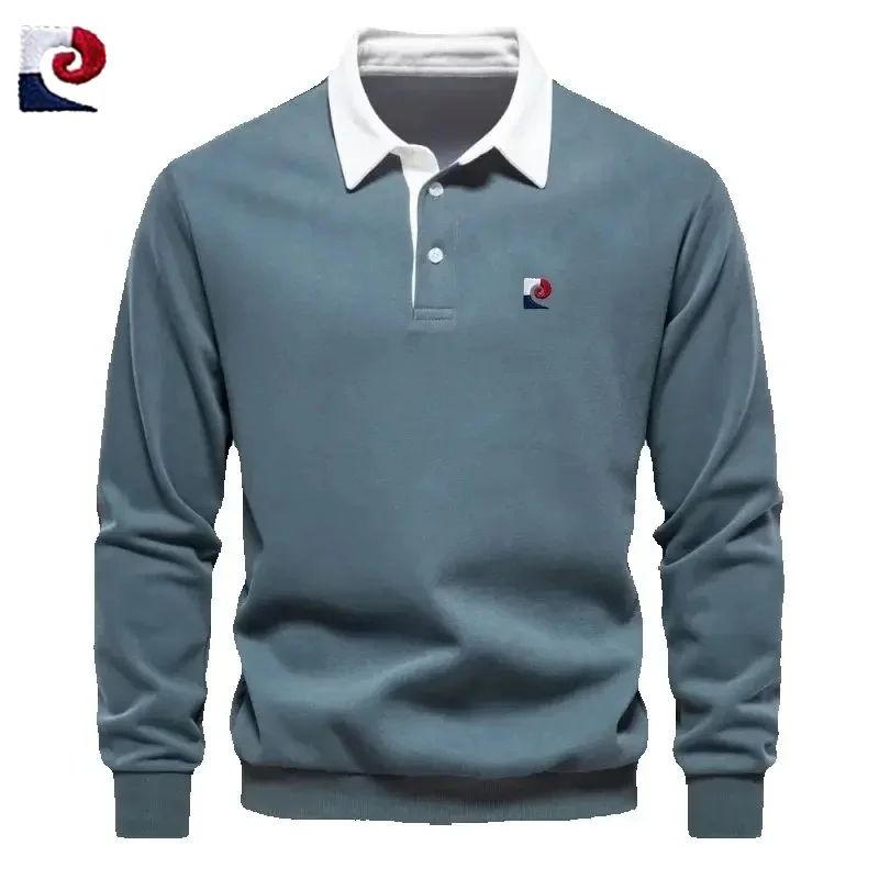 Spring and Autumn Men's High Quality Long Sleeve Collar Polo Shirt New Fashionable, Casual, Comfortable, Versatile Top