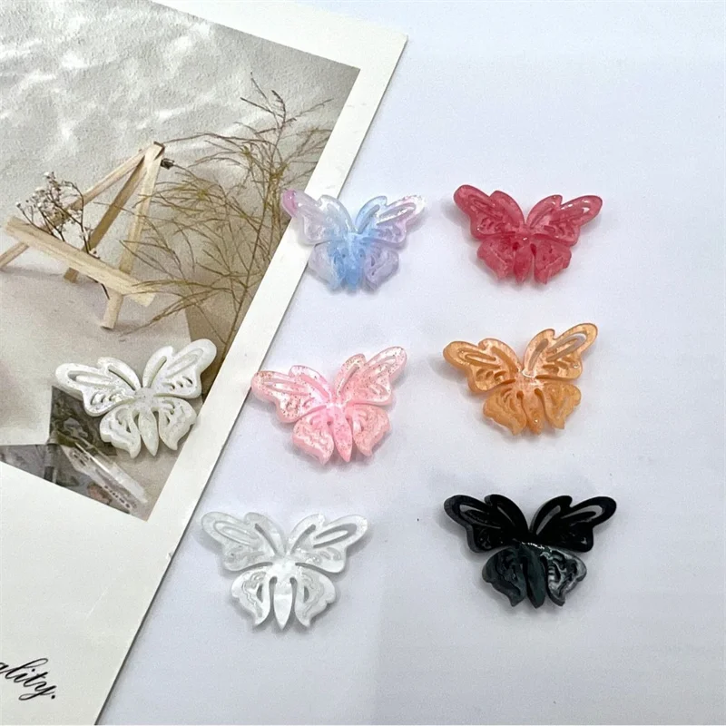 

New arrived 100pcs/lot color pattern print animals cartoon butterfly shape acrylic beads diy jewelry garment hair accessory