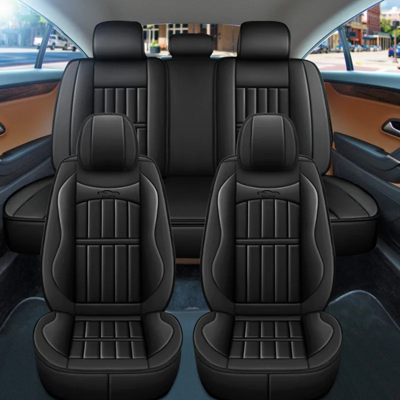 11PCS 5 Seats Car Seat Covers PU Leather Seat Cushion Cover Full Set Seats Cover Protector Pad Universal For SUV Truck