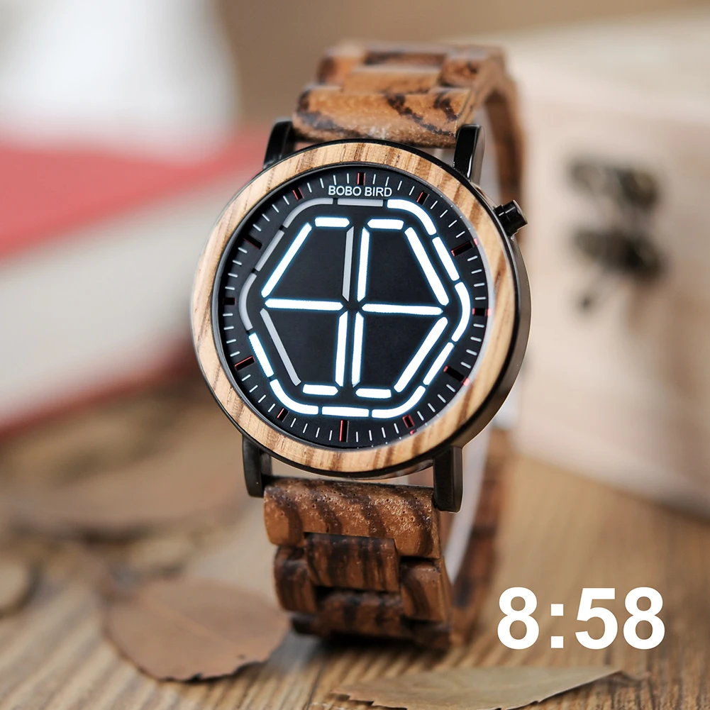 Wood Digital Watch Men Night Vision Wooden Watches LED Time Display BOBO BIRD Top Brand Wood Gift Box relogio masculino