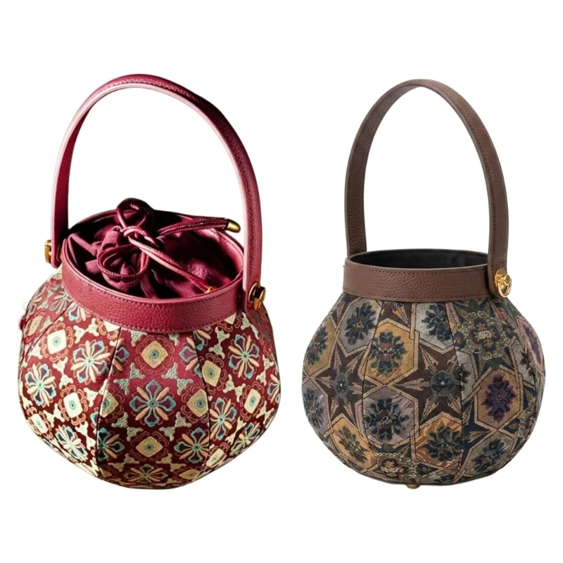 340D Chinese Themed PU Carryall With Inner Section Great For Tea Parties