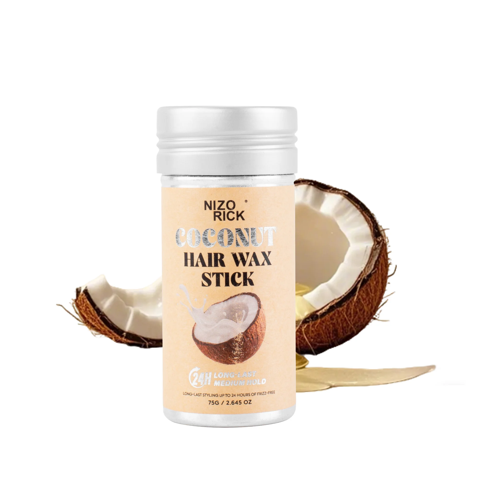 Wax Stick Natural Coconut Oil Moisturizes Soften Smoothing Styling Flyaway Hair Edge Control Strong Hold Long Lasting