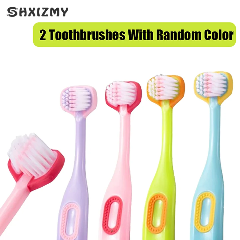 3D Stereo Three-sided Toothbrush Ultra Fine Soft Hair Children Toothbrushes 360° Fully Wrapped Oral Care Cleaning Toothbrushes