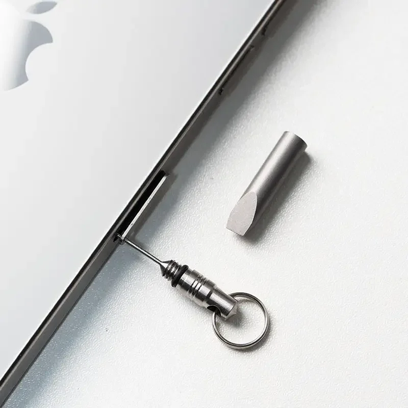 Multifuncional Titanium Alloy Key Pendant, Universal Mobile Phone Card Recuperação Pin Reset Device, Cartão SIM, 1pc