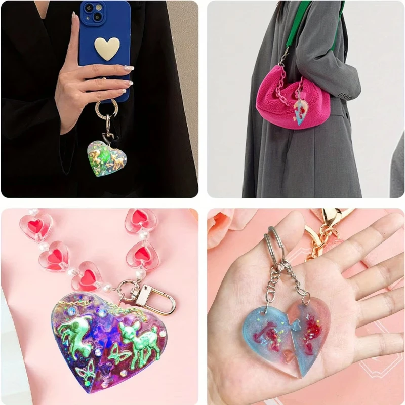 

3 шт., брелок-головоломка в форме сердца, силиконовая форма, пара кулонов в форме сердца-любовников, форма для литья из смолы с отверстием, изготовление ювелирных изделий своими руками
