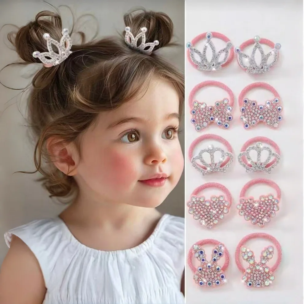 Cute Princess Crown Small Hair Tie Korean Style New Children's Hair Accessory Hair Clip That Doesn'T Damage Hair