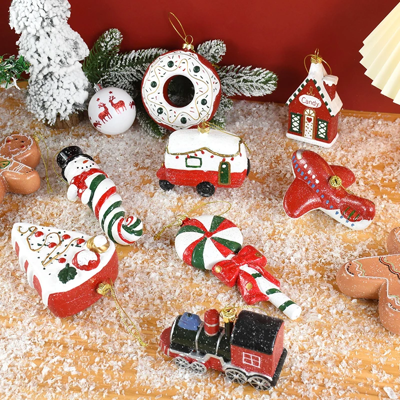 

Christmas Cartoon Design Hanging Ornament Claus Head Donut Santa Grandpa Xmas Tree Pendant Navidad New Year Gift Home Decoration