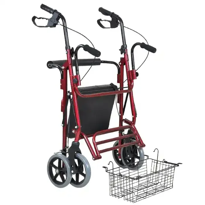 Wheelbarrow for the Elderly Four-wheeled Walker for the Elderly Portable Folding Scooter to Buy Food Shopping Cane Car Crutches