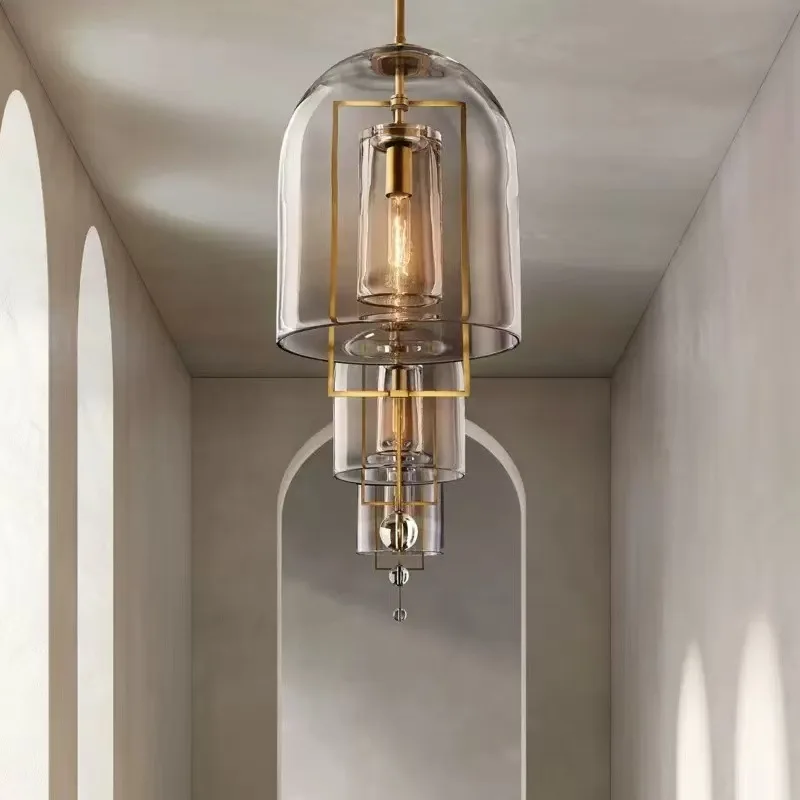 3/5 head RH all-copper chandelier, Shimadai restaurant glass lampshade light luxury designer creative chandelier