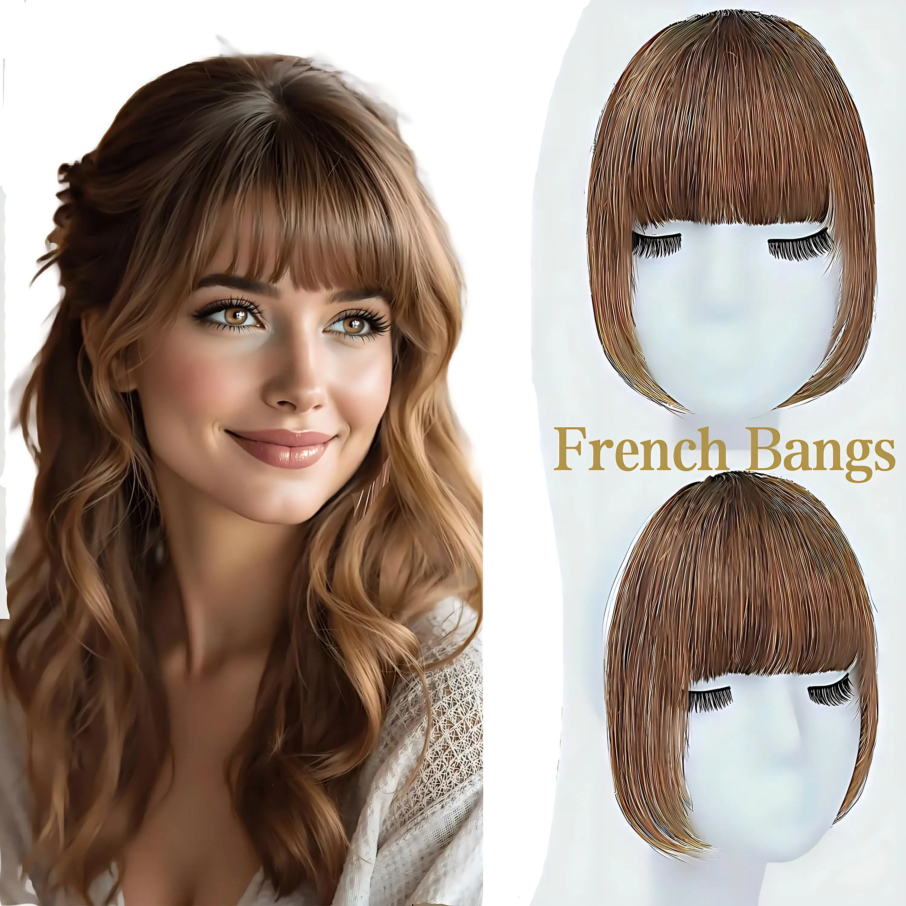 Clip in Bangs 100% Human Hair Bangs Natural Black Thick Bangs Extensions Fringe with Temples Real Hair Bangs Hairpieces