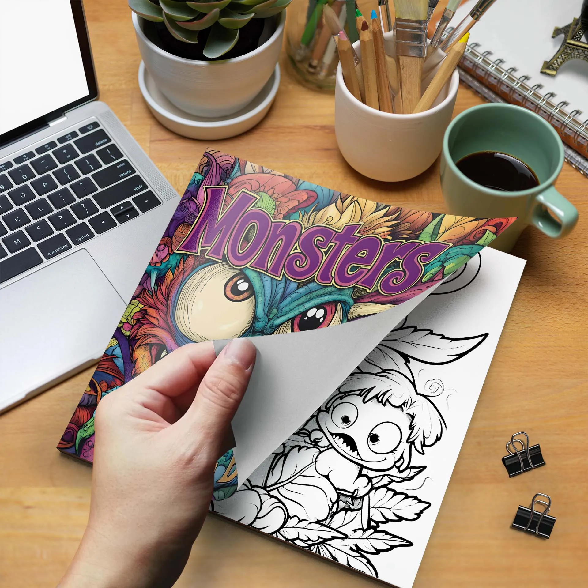 1pc Monster Art Libro da colorare 24 pagine Libro illustrato per adulti Kill Time Graffiti Pittura Disegno Regalo per le vacanze di compleanno ﻿