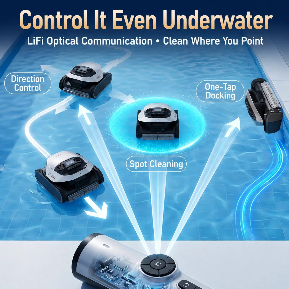 Z1Pro LiFi High Quality Automatic Remote Control Robotic Pool Cleaner Triple Drive Brushless Motors Wall Climbing Waterline