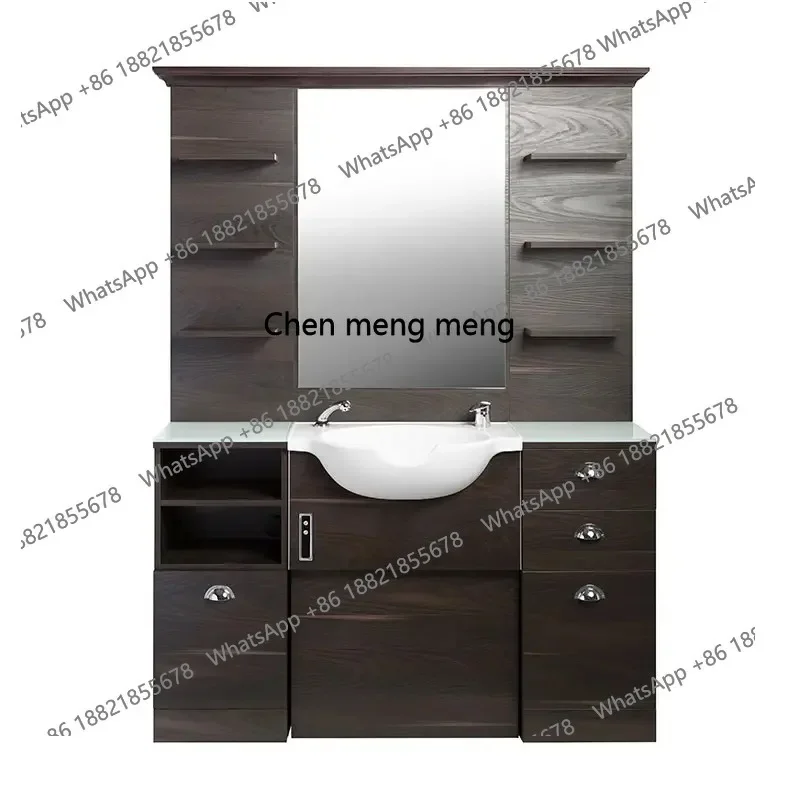 X Retro hair salon mirror integrated barber shop mirror desk hair salon special, with shampoo basin hair cutting mirror