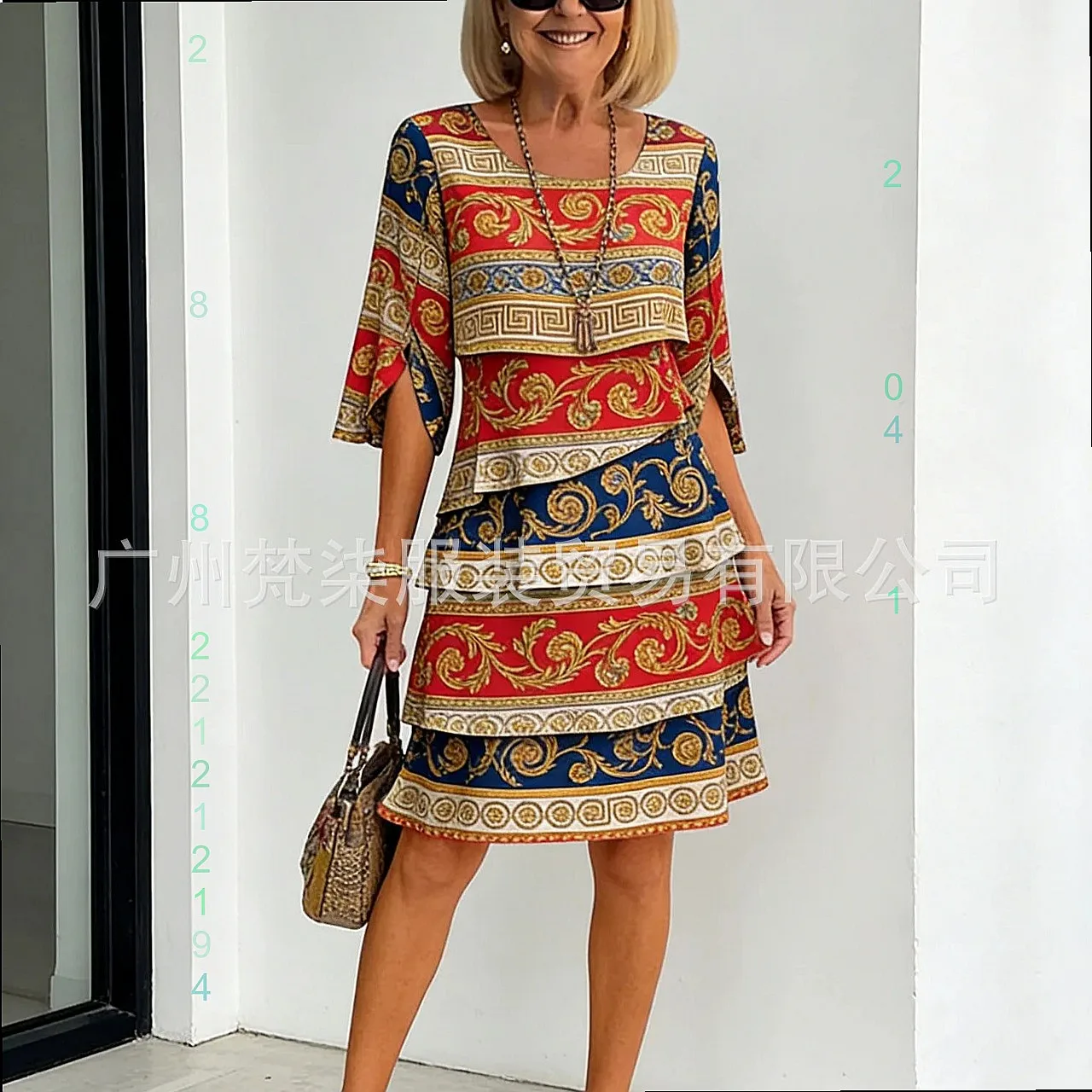 Summer Printed Tiered Midi Dress Dresses Beach Vacation Floral Ruffle Casual Jumpsuit Playsuit Matching Set view 2