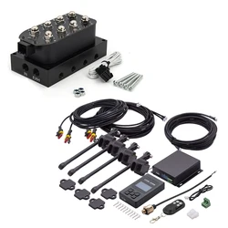 12V Universal Car Air Suspension Control System&UV4 Solenoid Vavle Kit W/Height Sensor Support Bluetooth/Remote/Wire/App Control