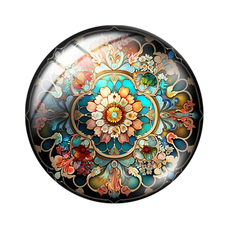 Free shipping Vintage art floral art patterns 12mm/18mm/20mm/25mm Round photo glass cabochon demo flat back Making findings