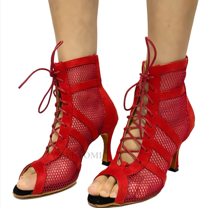 

Zapatos de baile 2022 New Dancing Party Dance Booties Latin Salsa Red Black Khaki Women Latin Ballroom Dance Shoes For Women