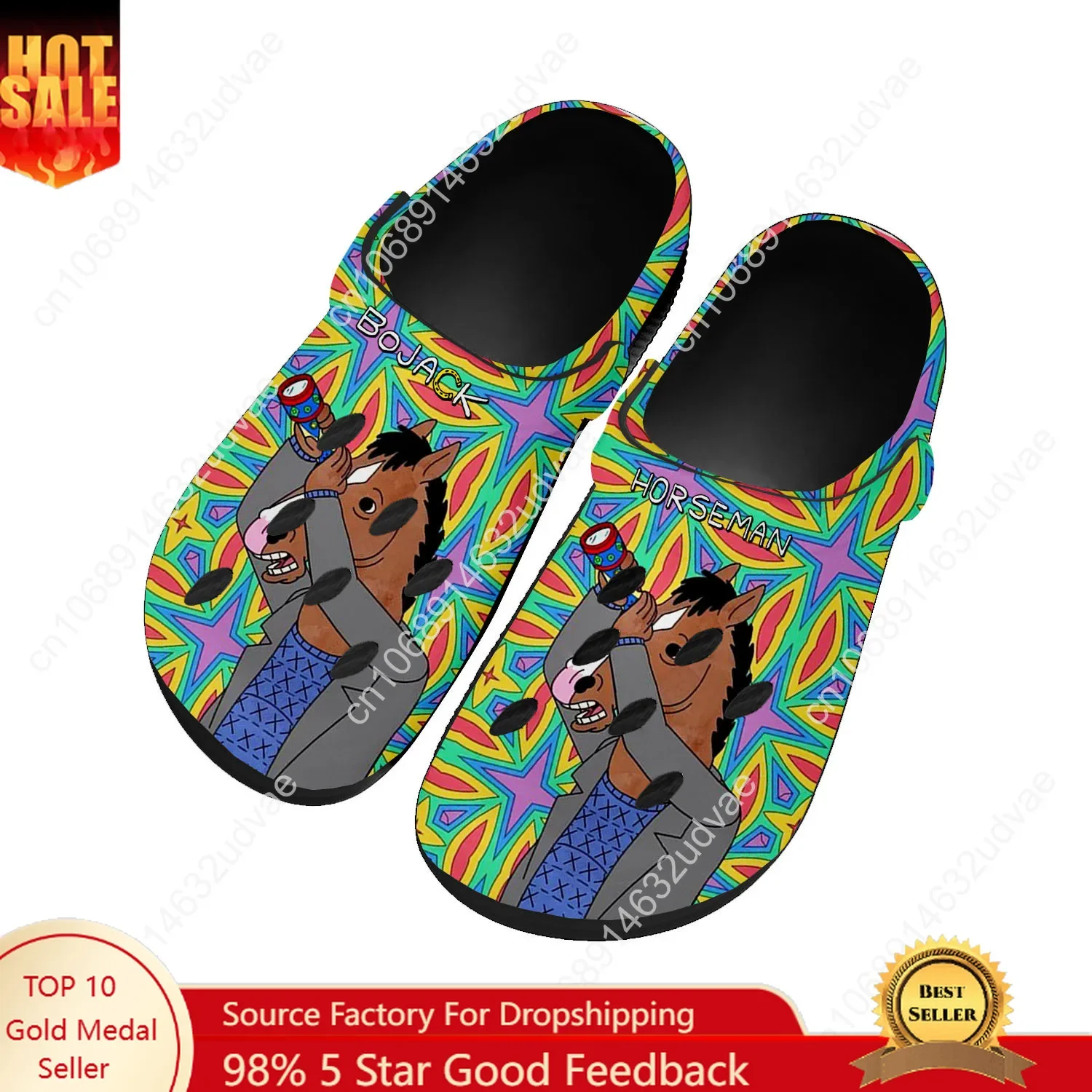 

B-BoJack H-Horsemans Water Shoes Mens Womens High Quality Home Garden Clogs Customizd Sandals Beach Breathable Hole Slippers