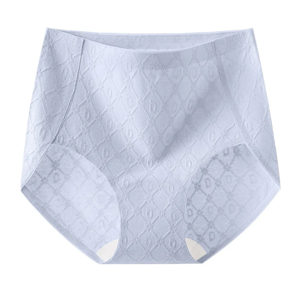 

Sweet Thin Cotton Panties Seamless Rhombus Stripe Large Size Panties Breathable Solid Color High Waist Briefs Summer