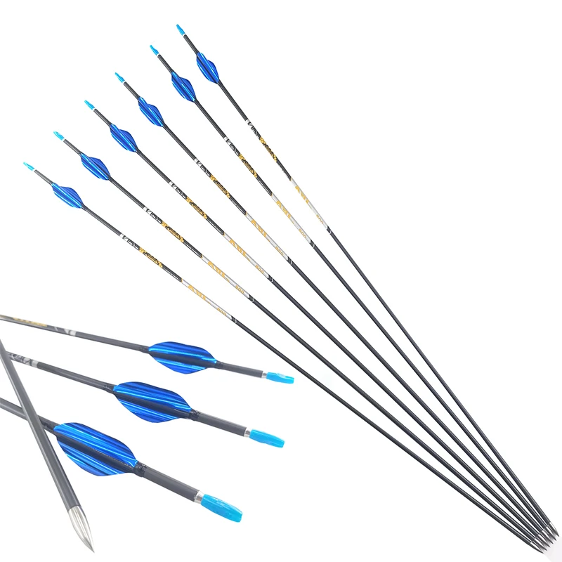 Pure Carbon Arrow Spine for Hunting Shooting, Recurve Bow, Longbow, 350, 400, 500, 600, 700, 800, 900, 1000, ID4.2mm, 6Pcs