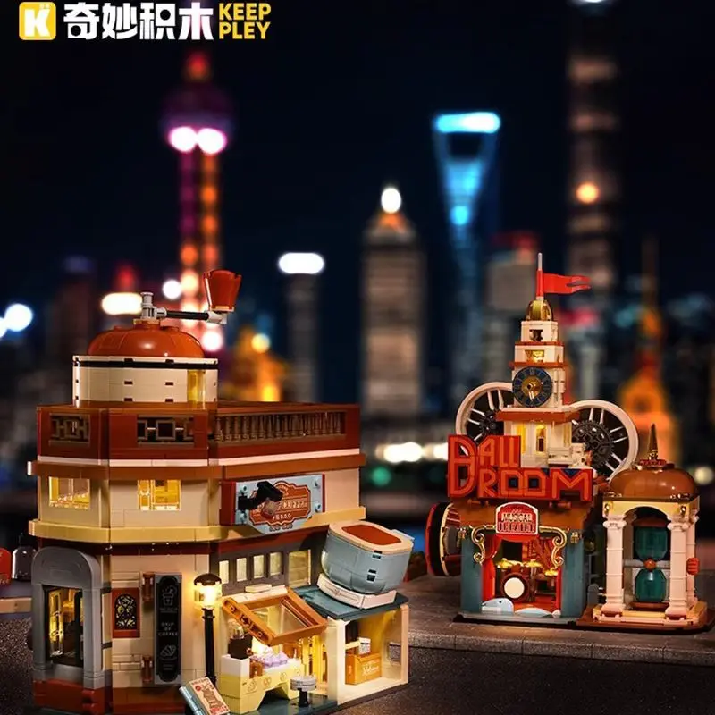 

Keeppley Shanghai Street View Кофейня Строительные блоки Музыкальный театр Игрушка