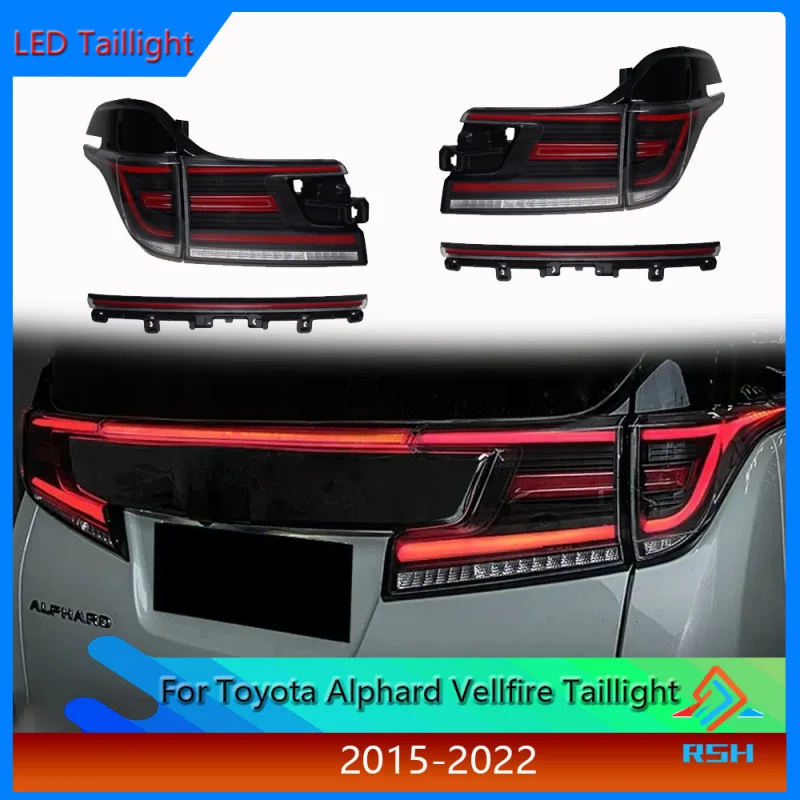 For Toyota Alphard Taillight Assembly 2015-2020 Modified LED Driving Light Reverse Water Turn Signal Light Vellfire 30 Series