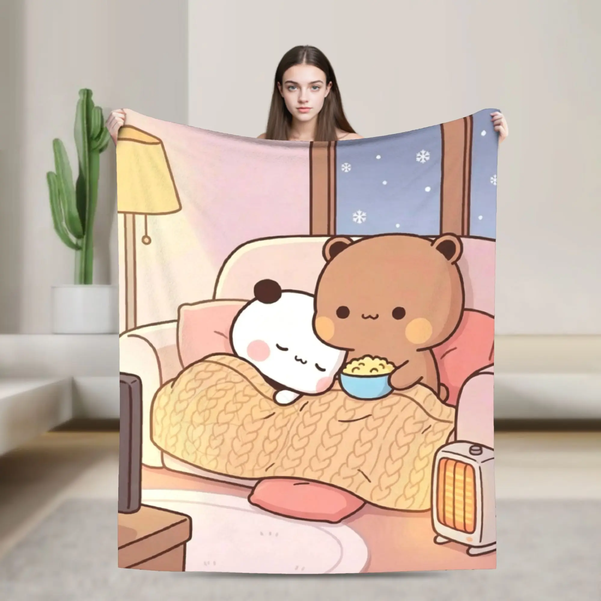 Cartoon Panda Bubu Dudu Blanket Cover   Fleece Throw Blanket Airplane Travel Portable Ultra-Soft Warm Bedsprea