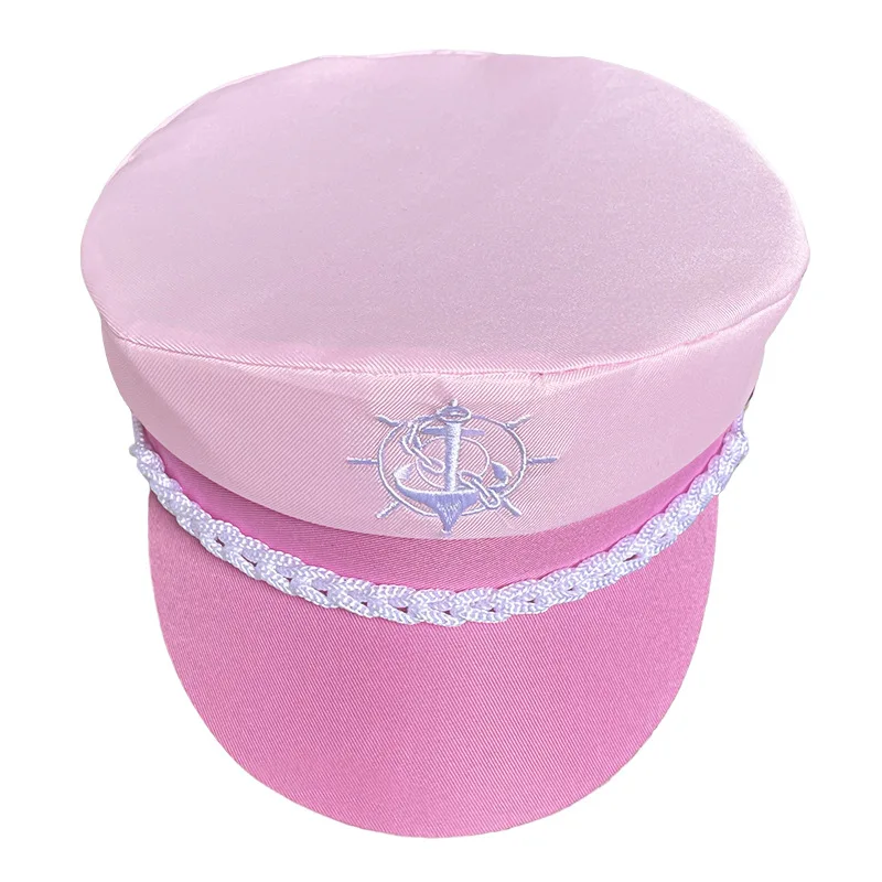 Cross-border pink navy cap flat-top yacht vacation Fengshuiman captain captain hat girl powder foreign trade same model Amazon