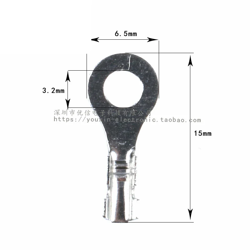 SZFTHRXDZ 100pcs  Inner diameter 3.2MM 4.2MM lug cold-pressed terminal block round-nose bare terminal connector