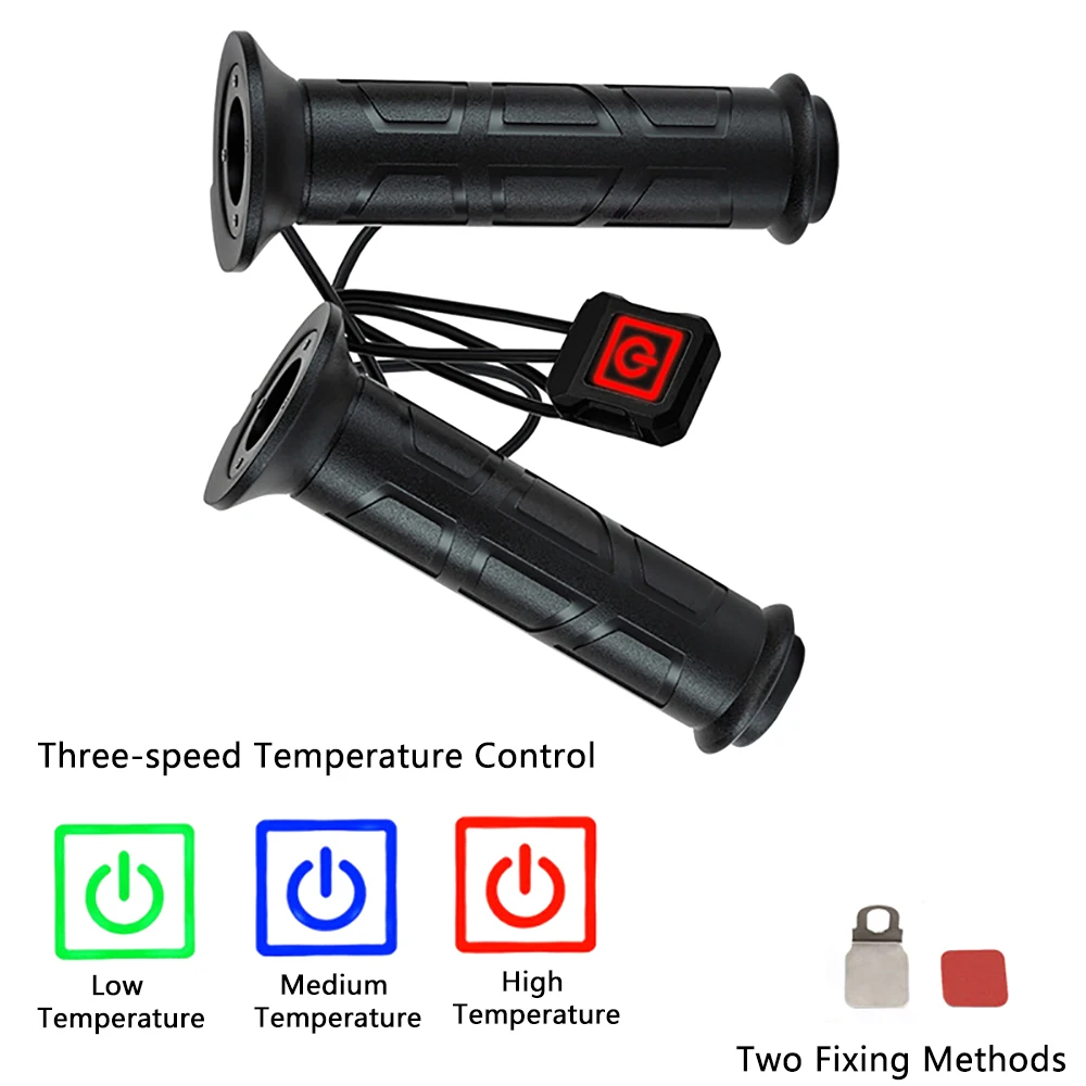 12V Electric Heated Grips Handlebar for ATV Intelligent Three-speed Heating Handgrips for 22mm Handlebar Diameter