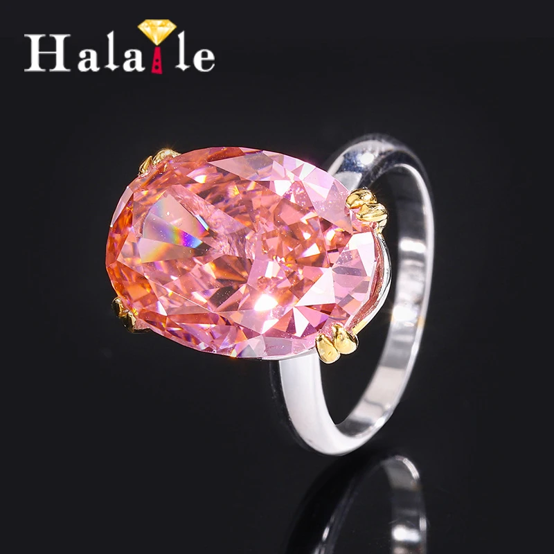 

Halaile S925 стерлингового серебра овальной огранки с цирконом, высокоуглеродистый бриллиант, полихромное кольцо, роскошные ювелирные изделия, женский элегантный блестящий подарок