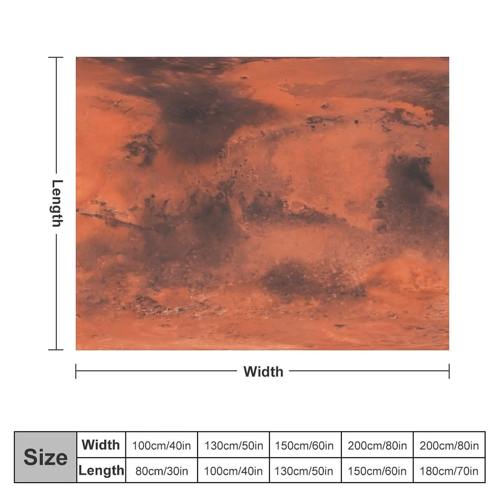 Map of Planet Mars -8K Throw Blanket warm winter Decorative Sofas Flannel Soft Blankets