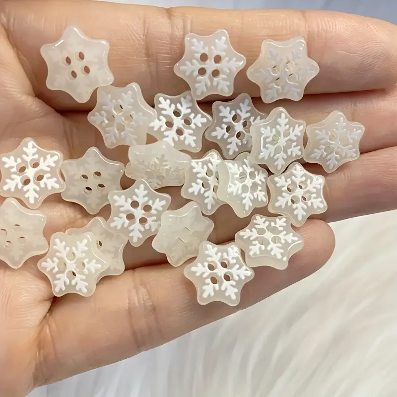 

10pcs Snowflake Button Resin Christmas Snowflake Shirt Sweater Clothing Button Top Sock Hair Accessory Decoration