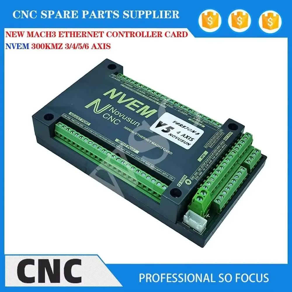 

New NVEM V5 mach3 Ethernet motion control card 3/4/5/6 axis engraving machine controller 300KMz pulse support G code