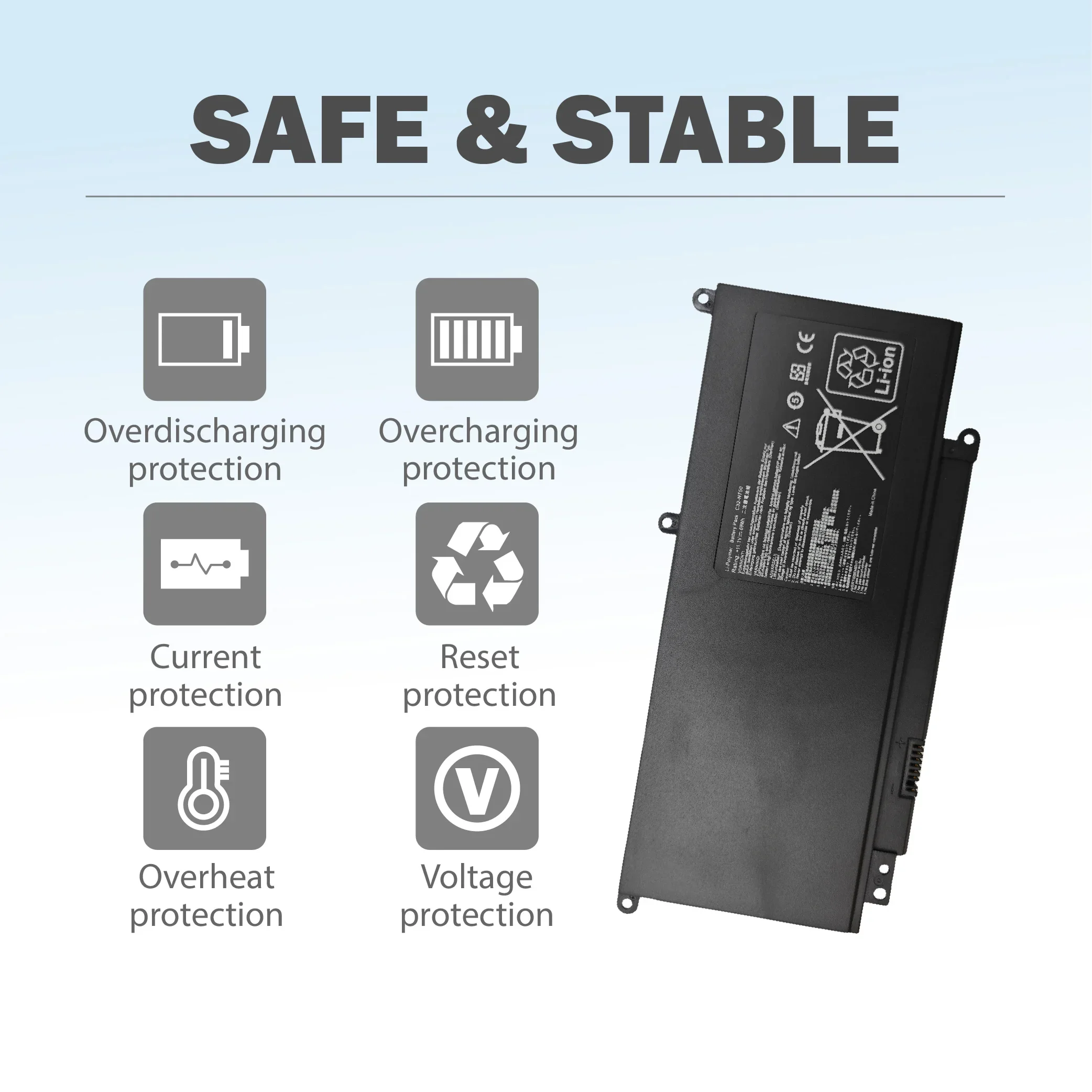 【توصيل سريع】بطارية كمبيوتر محمول بديلة C32-N750 لبطارية الكمبيوتر المحمول من سلسلة Asus N750 N750JK N750JV N750J