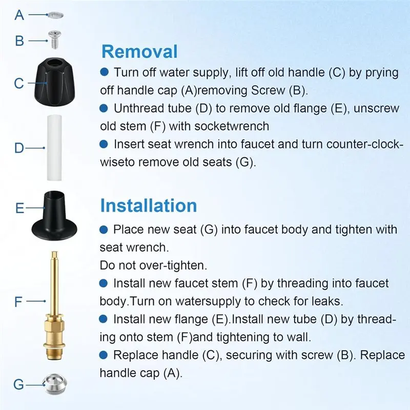 Premium-Metal Matte Black Shower Knob, Bathtub Shower Trim Kit, For Price Pfister Shower Faucet Handle, Rebuild Repair Kit