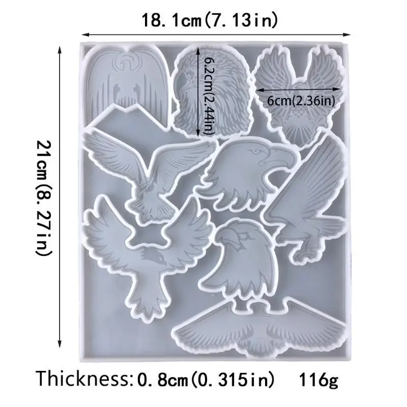 A52E Anhängerform Tonformen Adlerförmige Silikon-Schlüsselanhänger-Formen Silikonmaterial Perfektes Geschenk für – Detail 6