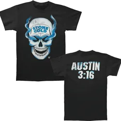 Męska koszulka Stone Cold Steve Austin Skull 3 16-calowa koszulka z przodu i z tyłu