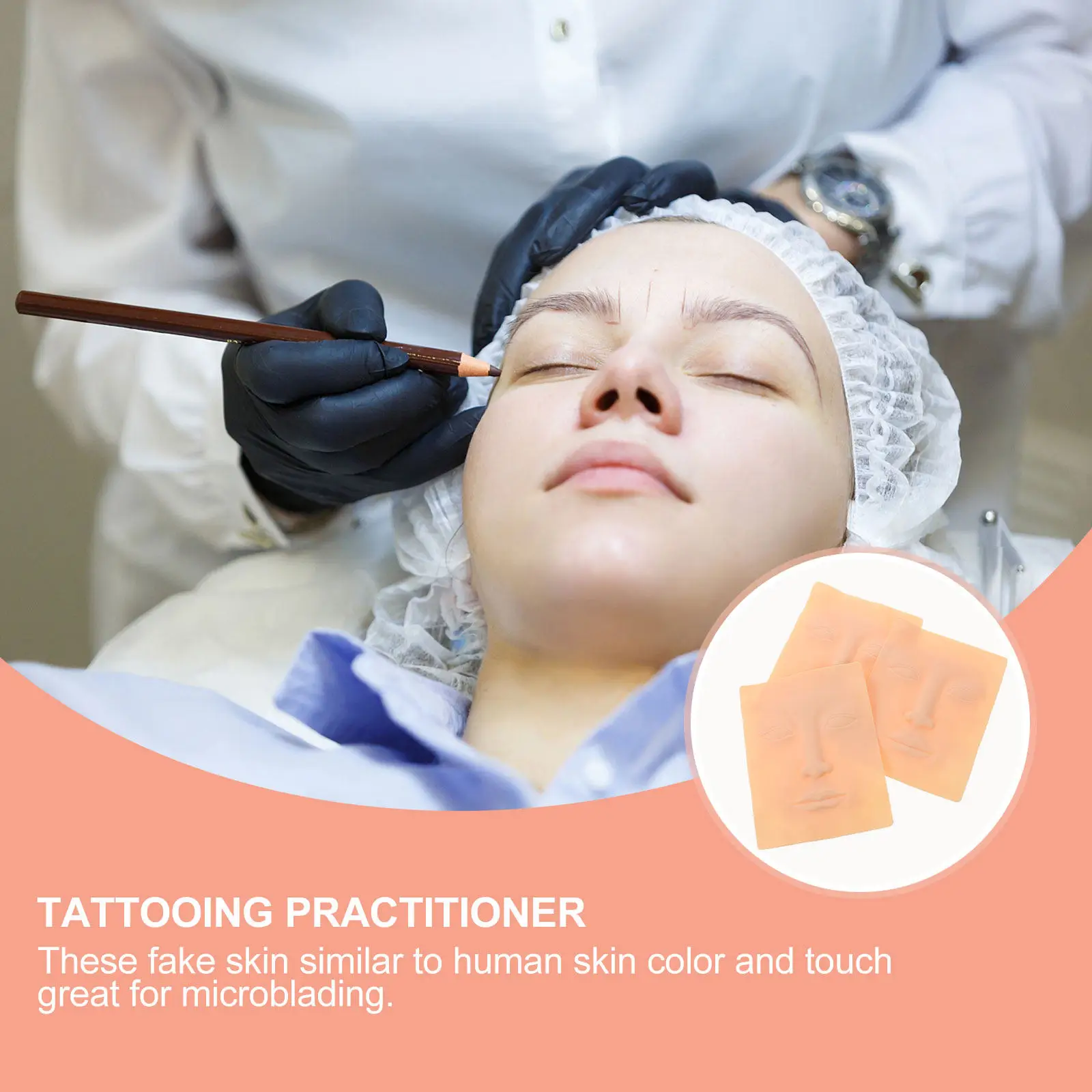 3pcs Facial Silicone Practice Skin For Eyebrow Microblading Tattooing Training Beginners Durable Skin-Like Material Tattoos