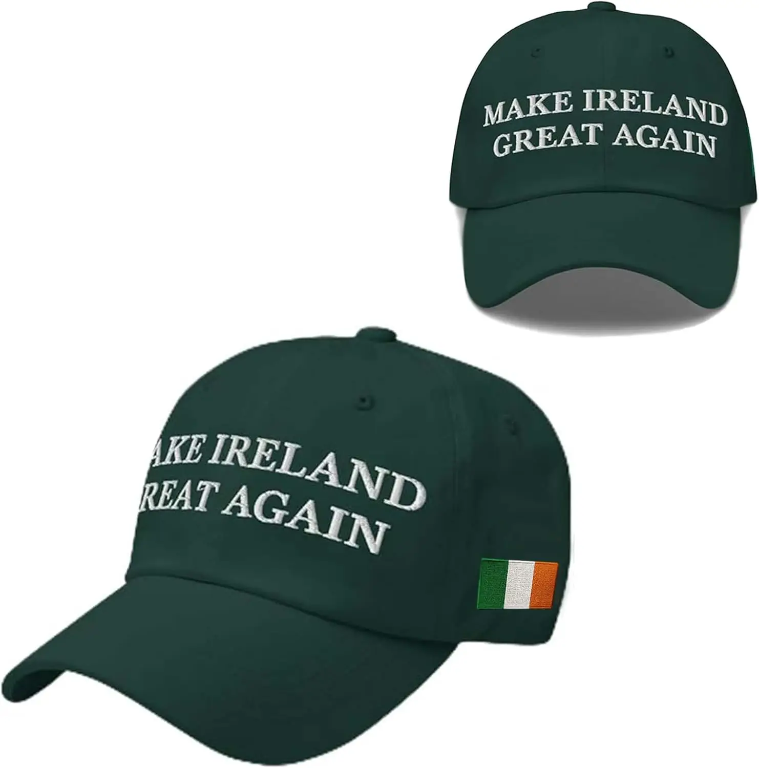 Make Ireland Great Again Sombrero Bandera Irlandesa Sombreros bordados MIGA Gorra ajustable para papá Gorras inspiradas en McGregor Blanco Verde