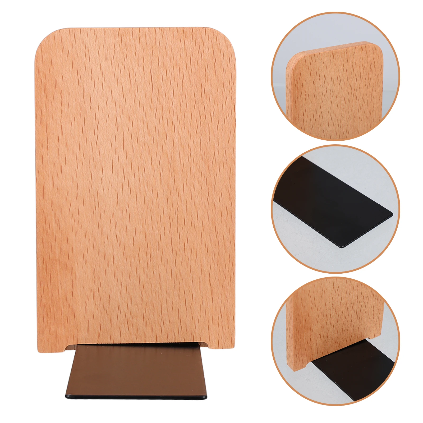 

Wooden Book Stands File Organizer Rack Farmhouse Table Shelf Holder Vertical Beige Office