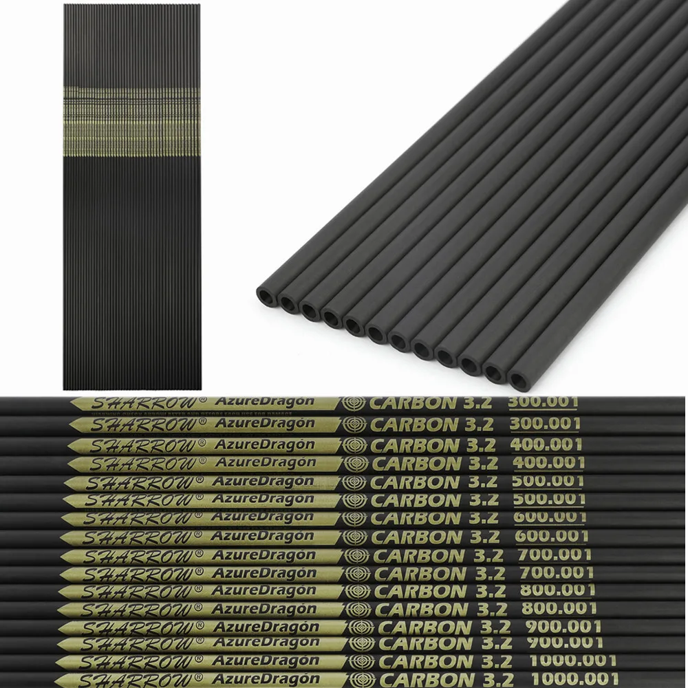 

6/12pcs 24T Pure Carbon Arrow Shaft 32 Inch Spine 300-1000 Straightness +/- .001" Archery ID3.2mm Arrow Rod Bow Hunting Shooting