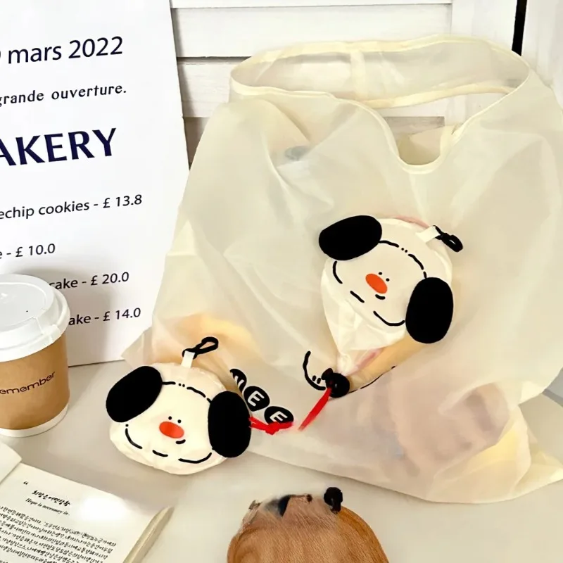 1pc Cartoon Dog Storage Bag Foldable Shopping Bag Portable L
