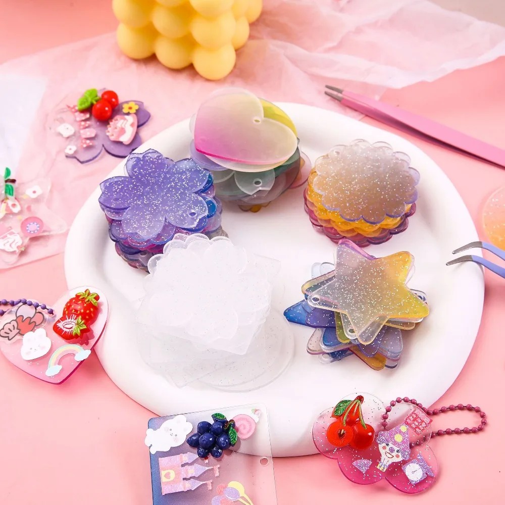 

Kawaii 10pcs Gradual Transparent Acrylic Guka Photo Display Cards DIY Pendants Stationery Photocard Keychain